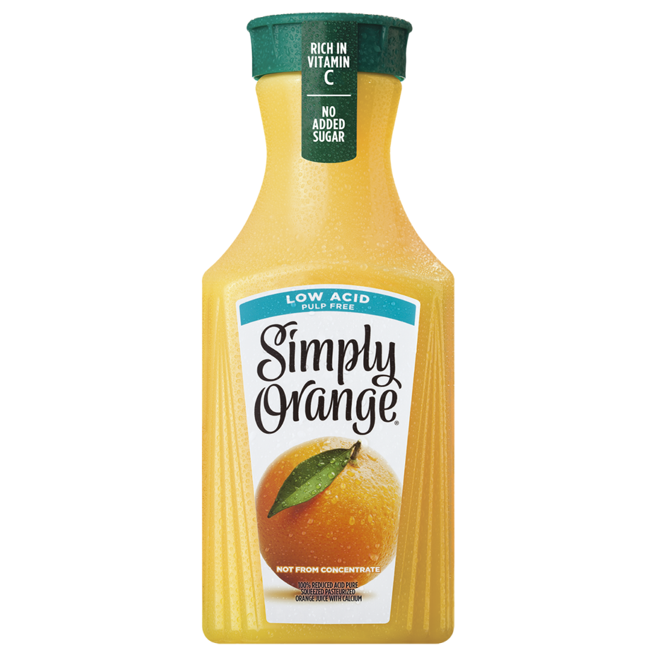 Simply Orange Low Acid Juice 100 Bottle, 52 fl oz