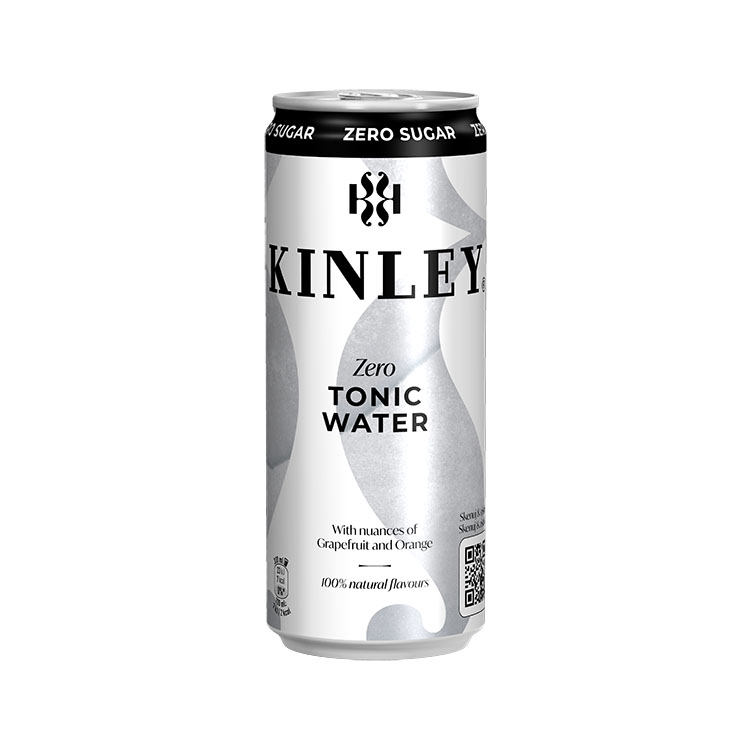 Kinley Tonic Water Zero, limonáda bez energetické hodnoty s příchutí toniku v plechovce