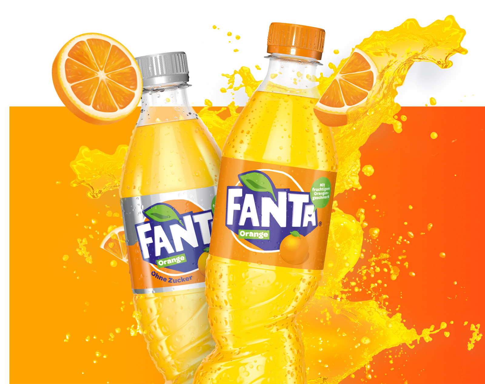 Zwei Flaschen Fanta Orange