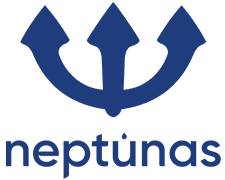Tume-sinine Neptunas logo hallil taustal