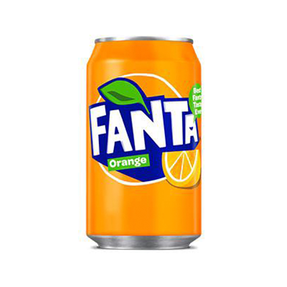 Fanta can on white background.