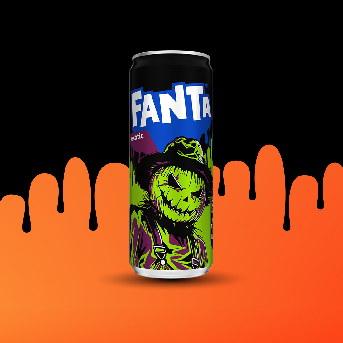 Kanaçe Fanta Exotic edicion i limituar me një personazh Fanta Halloween.