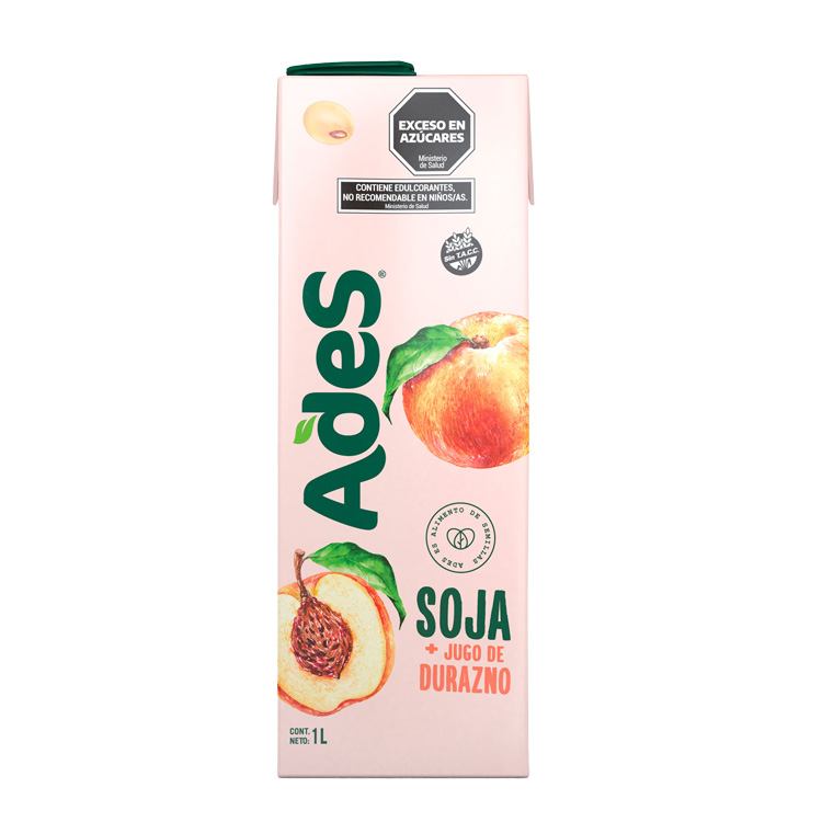 Botella de litro Ades sabor Soja más Jugo de Durazno
