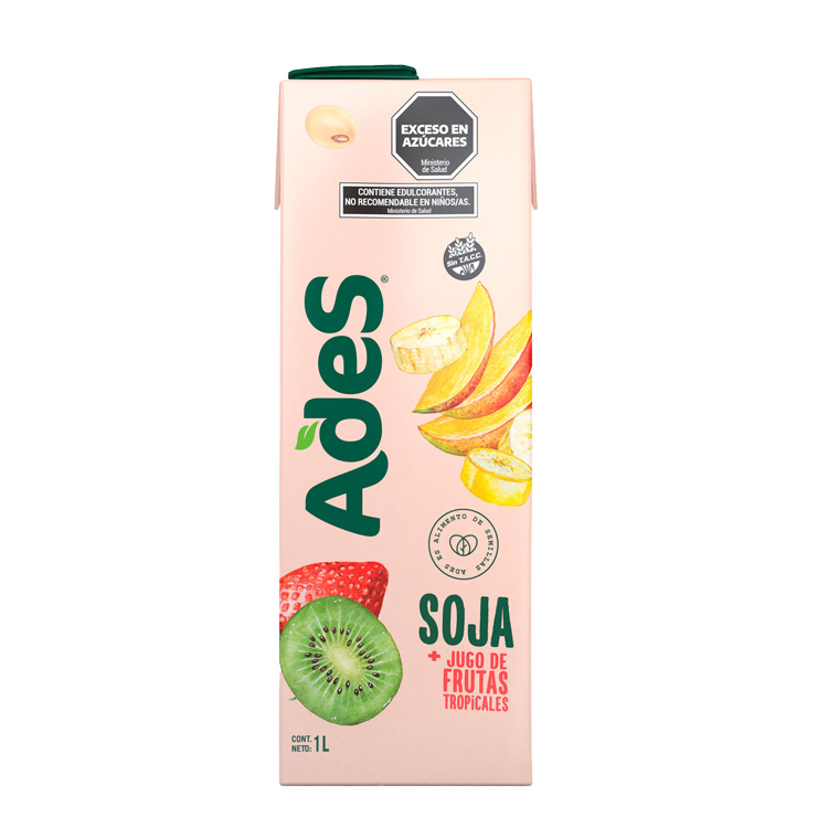 Botella de litro Ades sabor Soja más Jugo de Frutas Tropicales