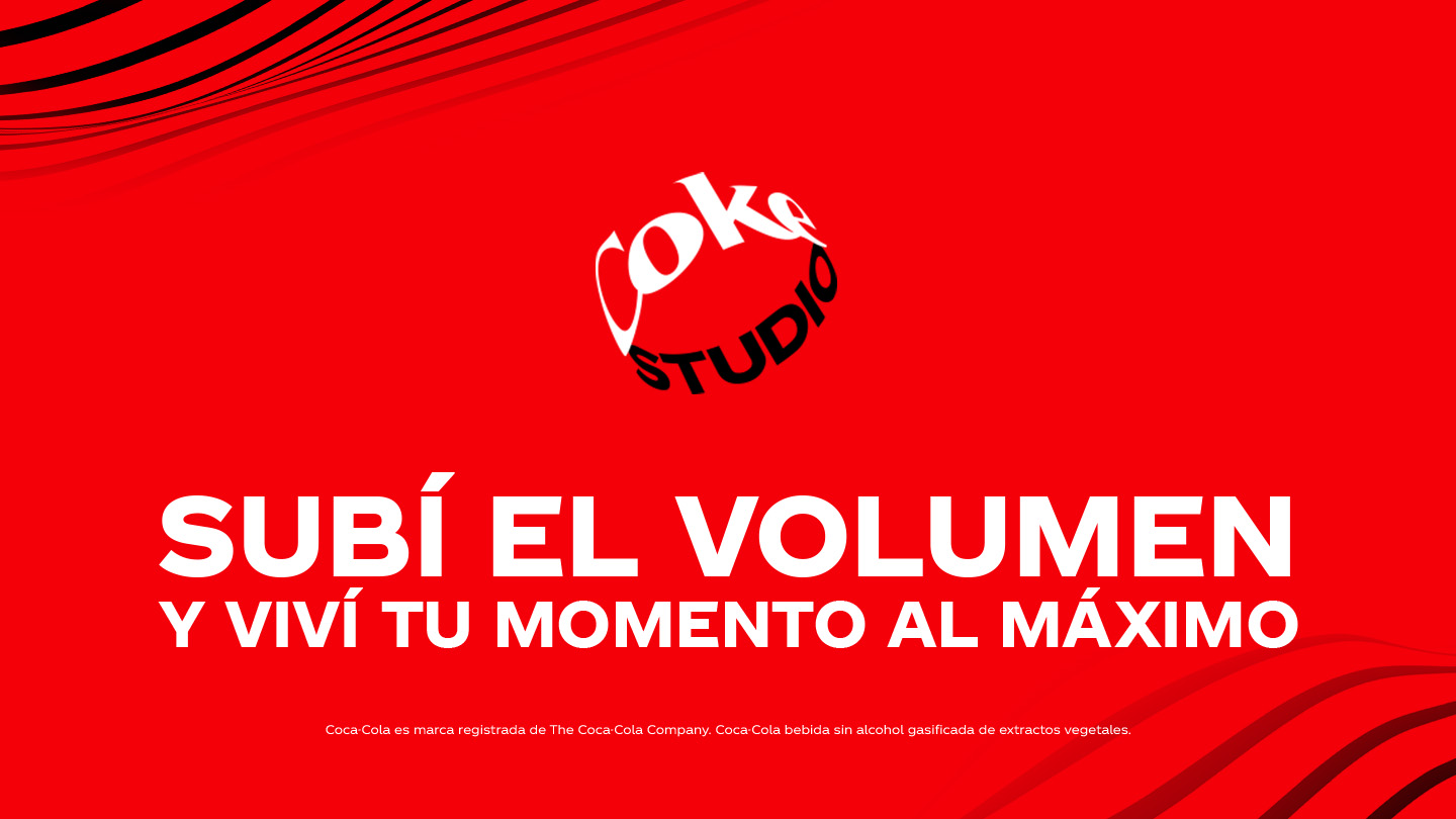 Texto: Subí el volumen y viví tu momento al máximo. Logos de Coke Studio y Lollapalooza Argentina.
