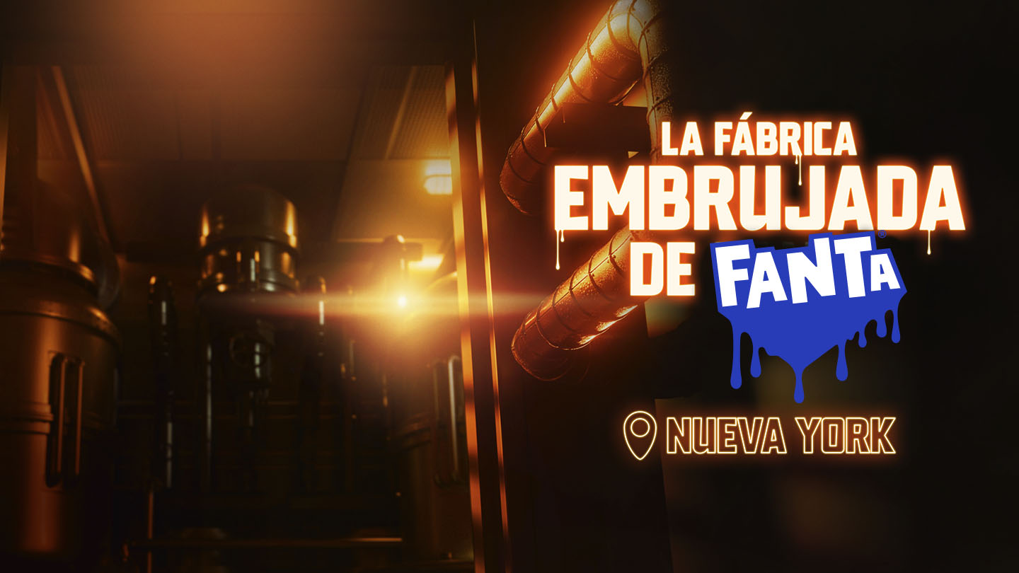 Fondo naranja, manos alzadas. Logo Fanta azul goteando. Deseo intenso, toque misterioso.