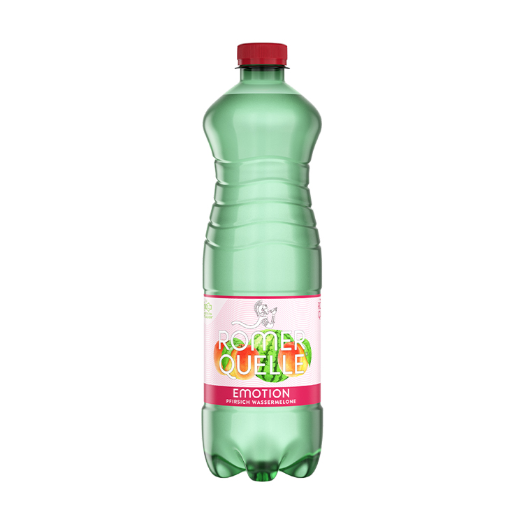 Eine Flasche Römerquelle Emotion Pfirsich-Wassermelone