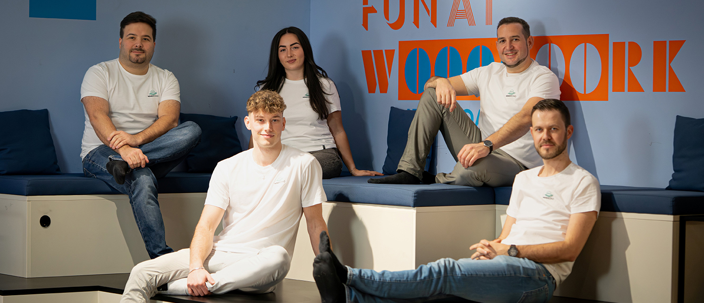 Das MindEcho-Team mit Bernhard Sommer, Kilian Pockenauer, Sophie Gadermayr, Benjamin Hindinger und Dominik Stix.