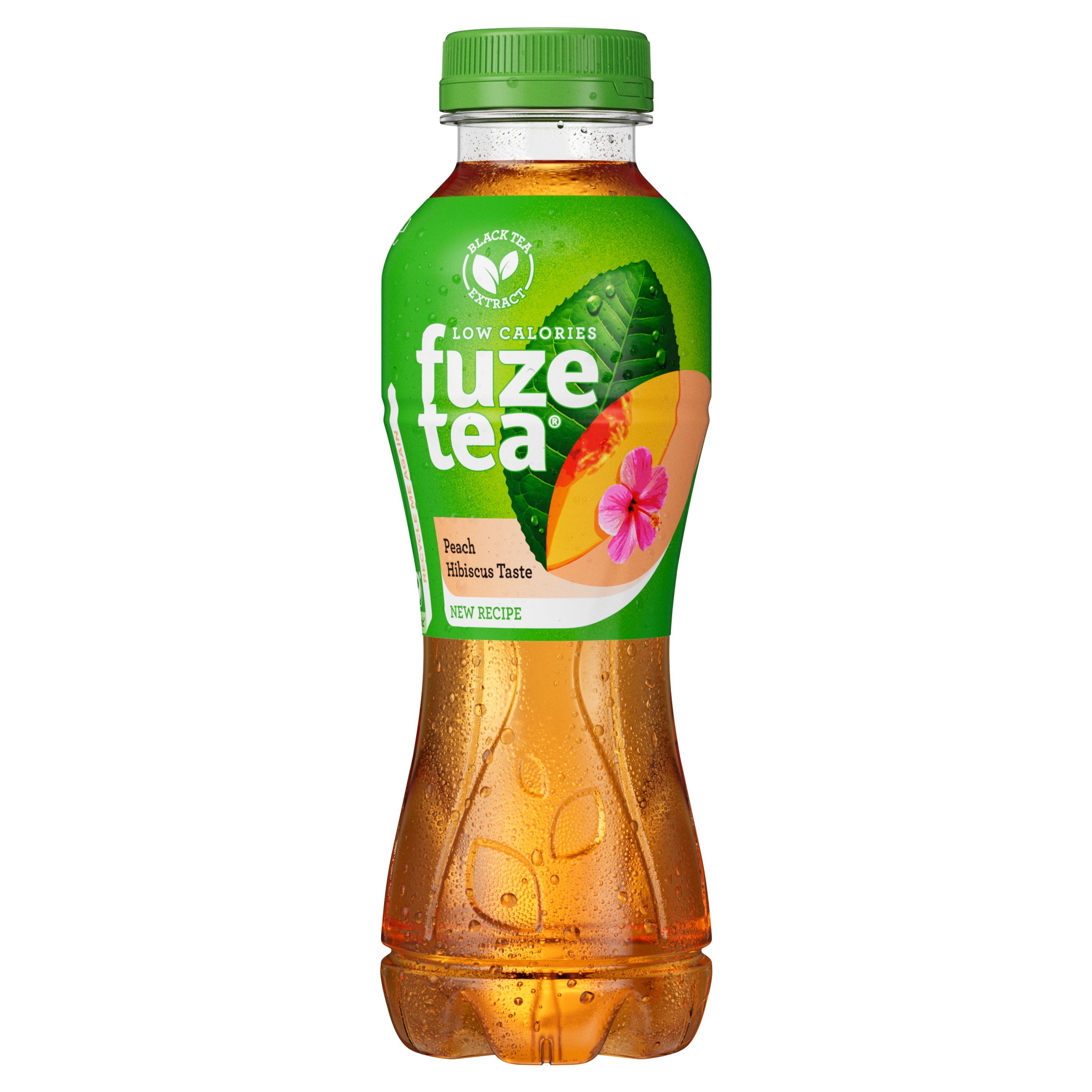 Een fles Fuze Tea perzik hibiscus thee