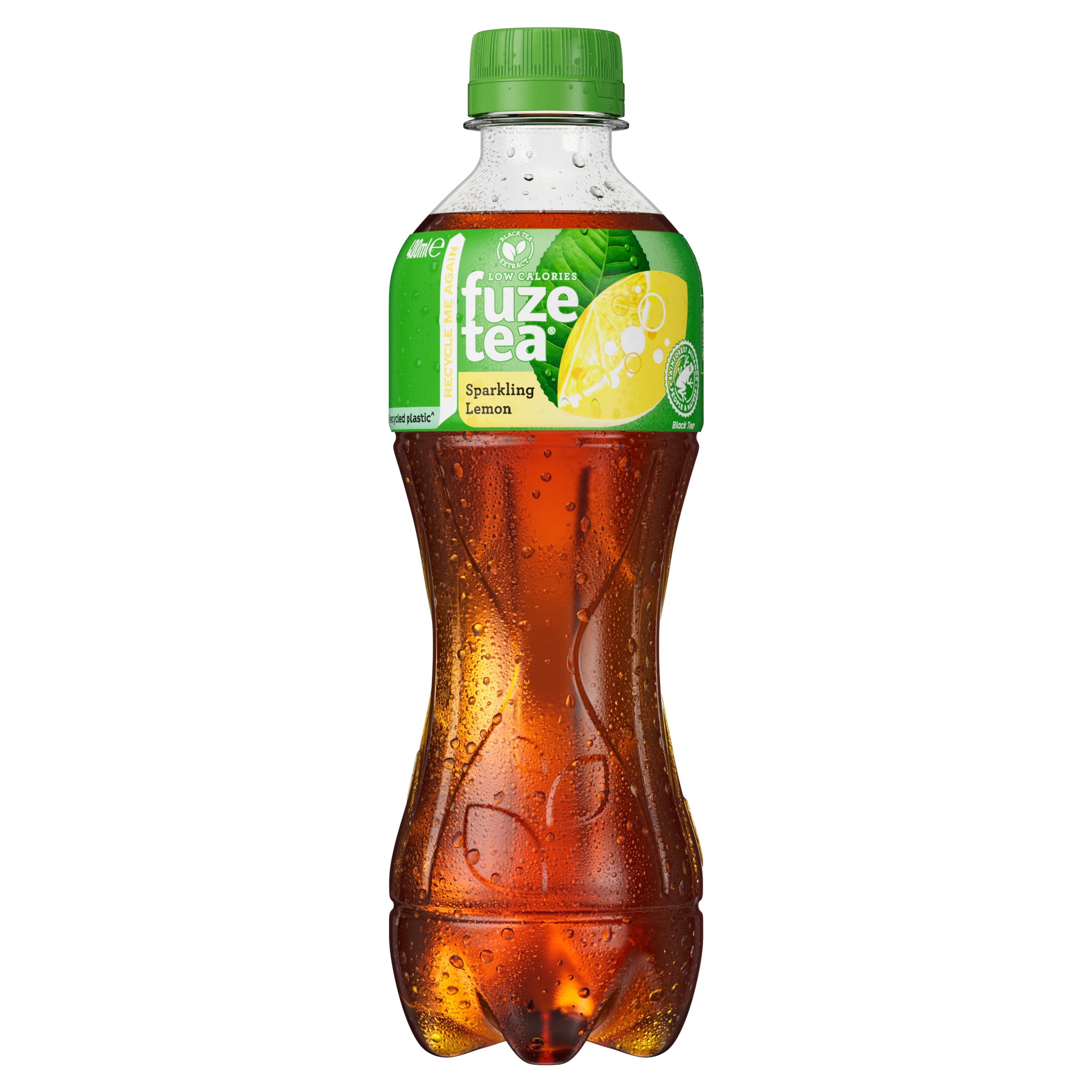 Een fles Fuze Tea bruisende zwarte thee