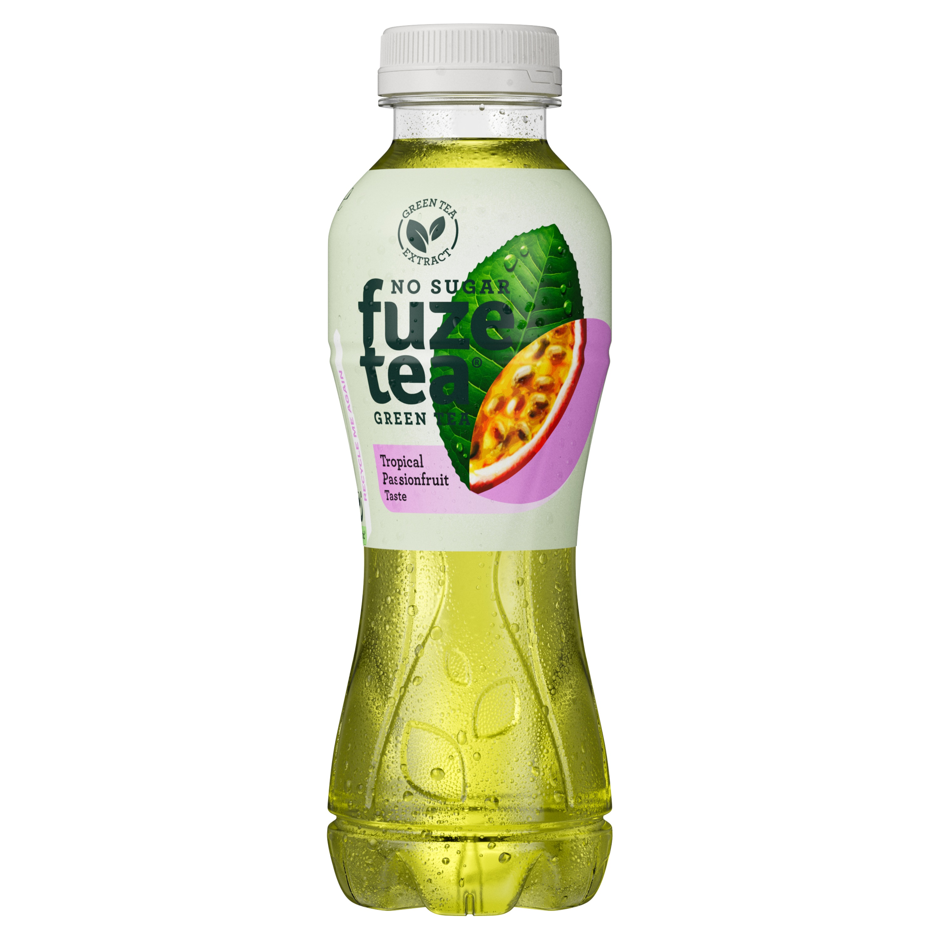 Een fles Fuze Tea passionfruit