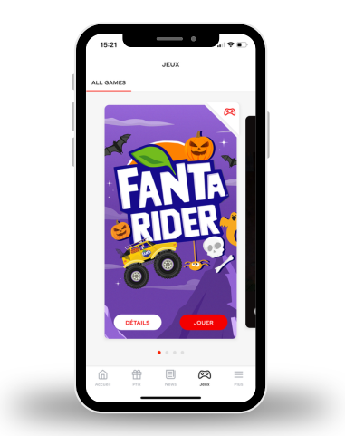 Image d'un téléphone portable montrant le jeu auquel on peut jouer dans l'application Coca-Cola.