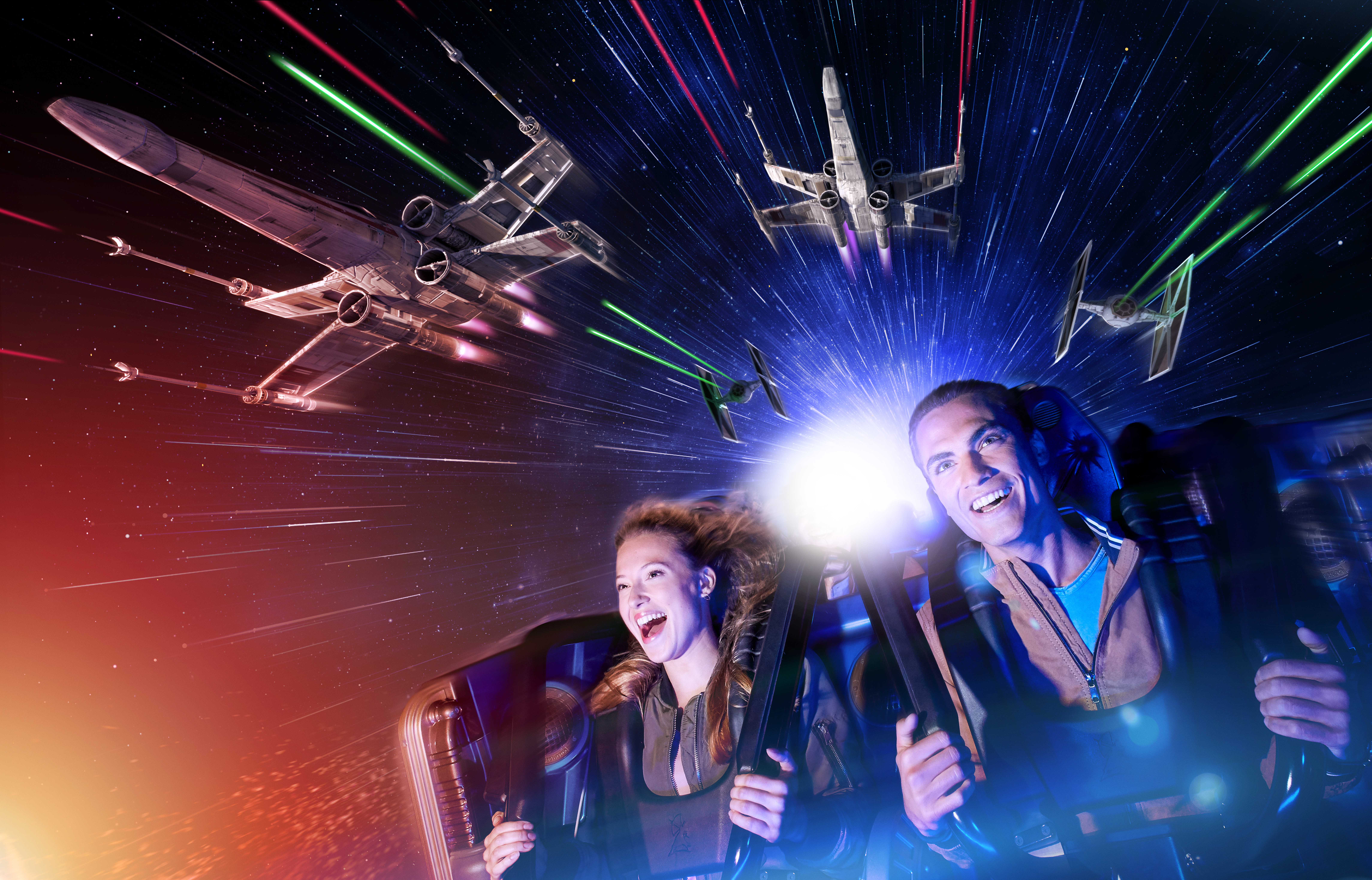 Une photo tirée de l'attraction Space Mountain à Disneyland Paris. 