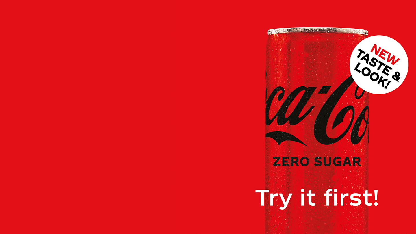 Een banner op een rode achtergrond met de tekst 'Beste Coca-Cola ooit?