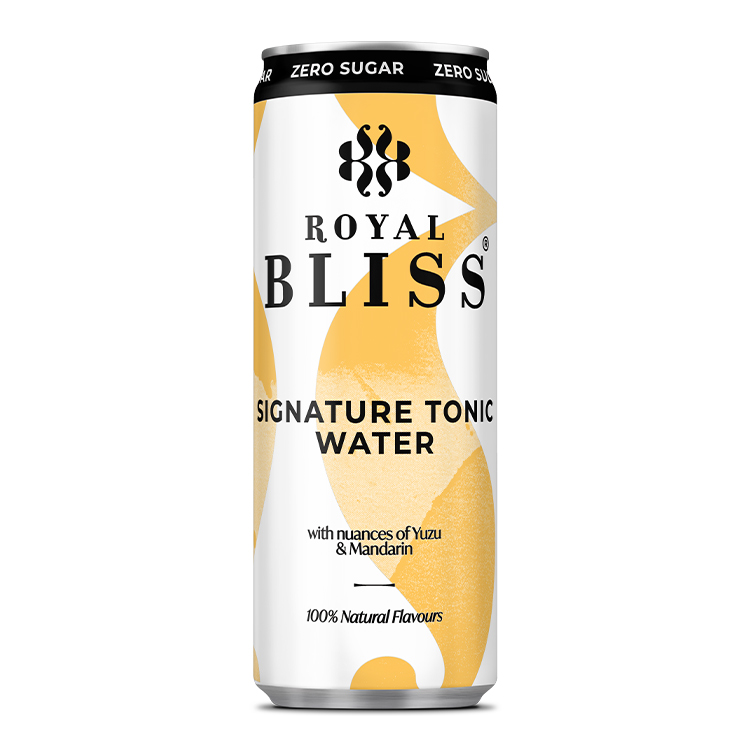 Een blikje Royal Bliss Zero Sugar Signature Tonic Water