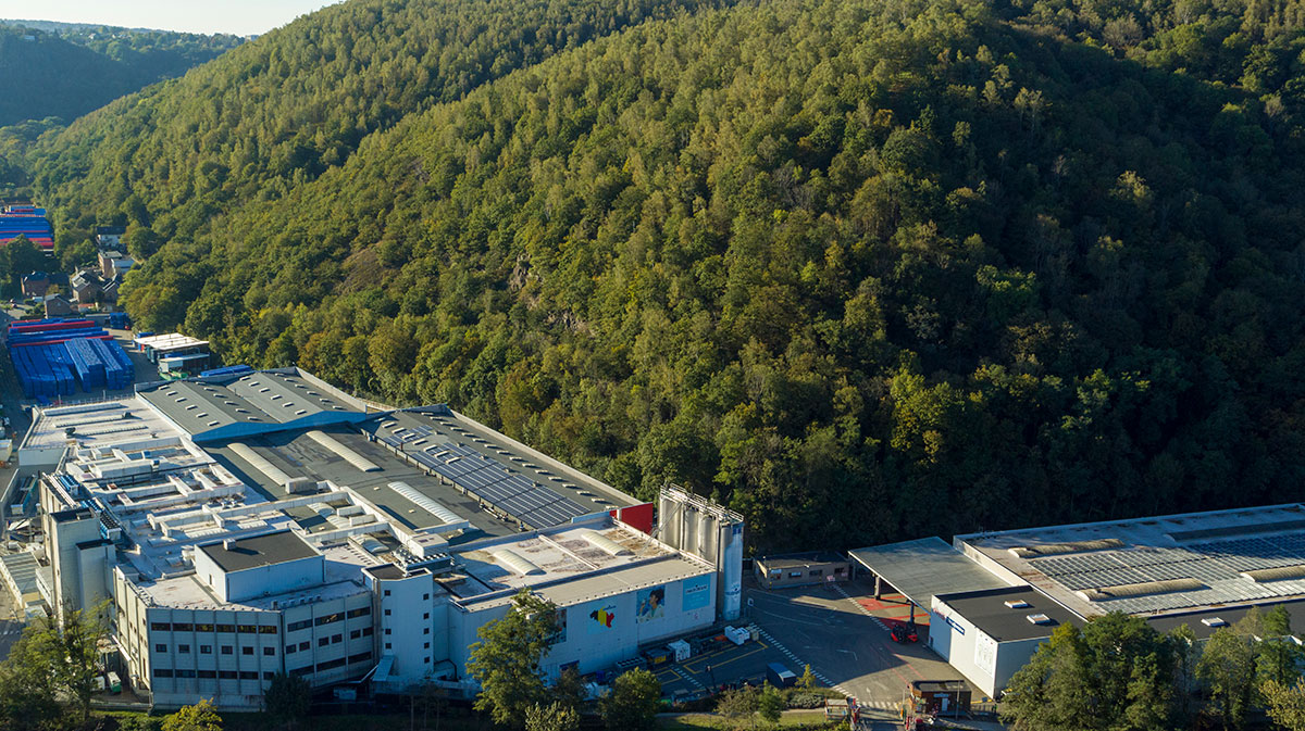 Luchtfoto van Coca-Cola site in Chaudfontaine