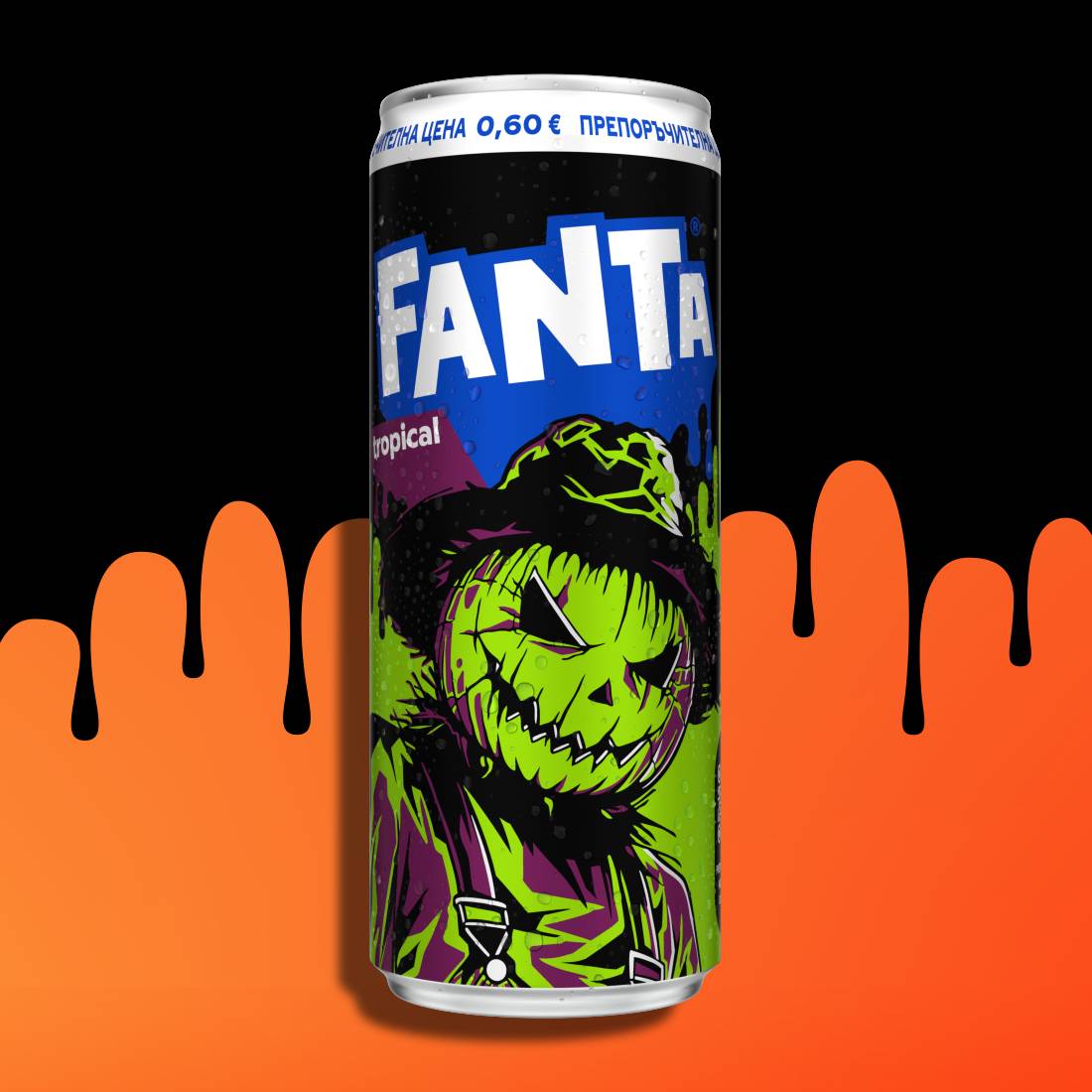 Limited‑edition Fanta Exotic can featuring a Fanta Halloween character.