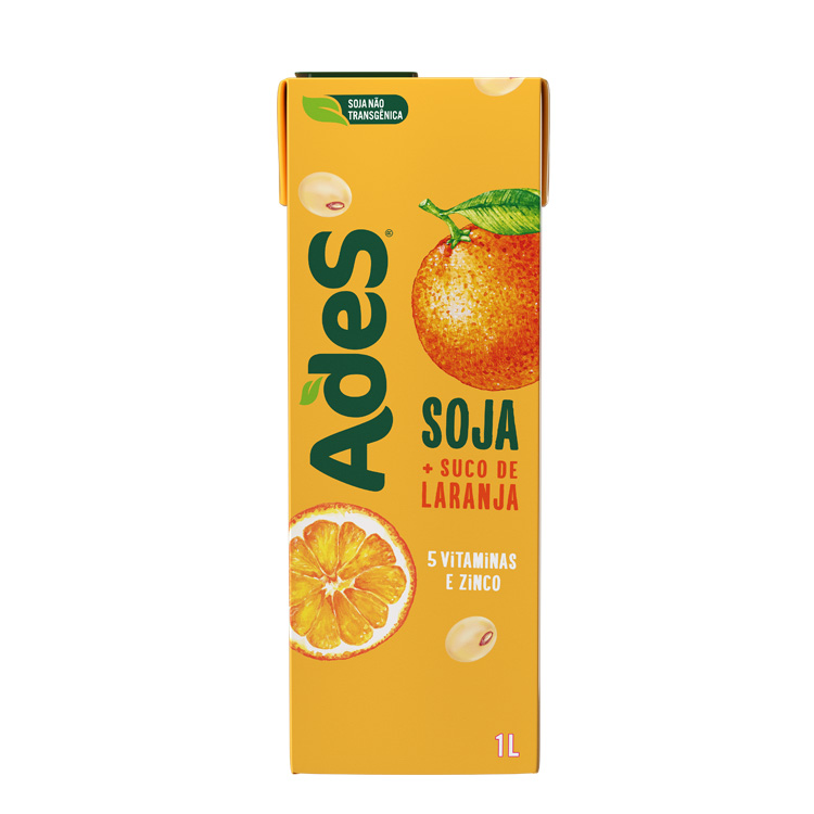 Garrafa de litro AdeS Soja + Suco de Laranja