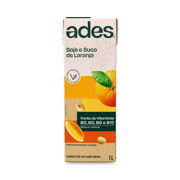 Garrafa de litro  AdeS Soja + Suco de Laranja