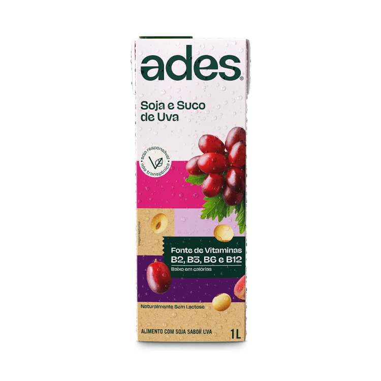 Garrafa de litro  AdeS Soja + Suco de Uva