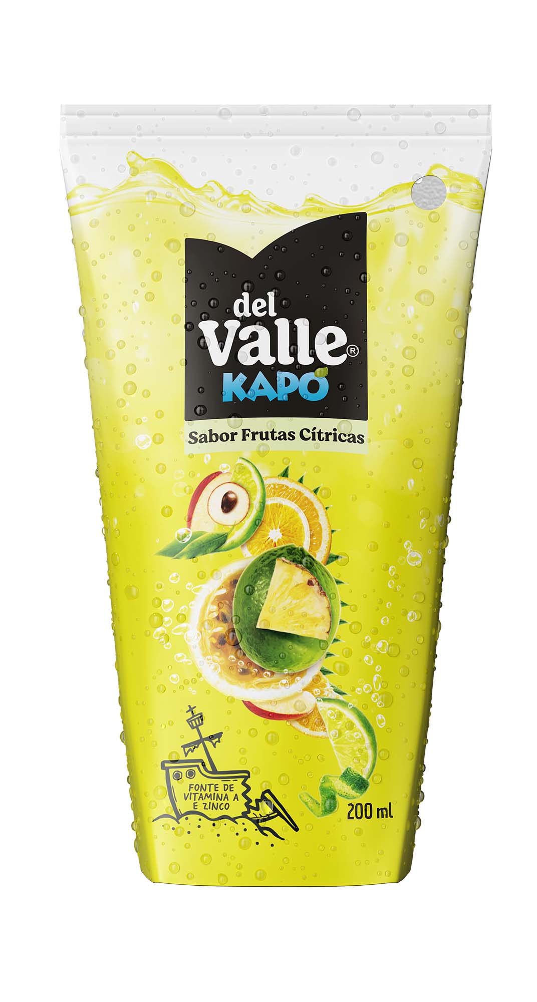 Uma embalagem de Del Valle Kapo Frutas Cítricas