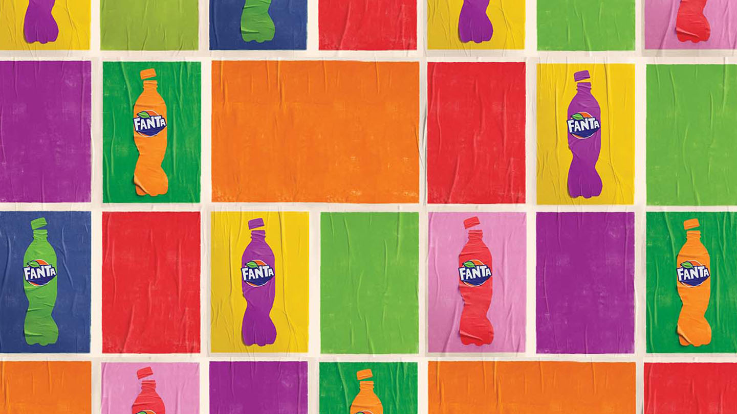 Изображения различных вкусов Fanta из цветной бумаги