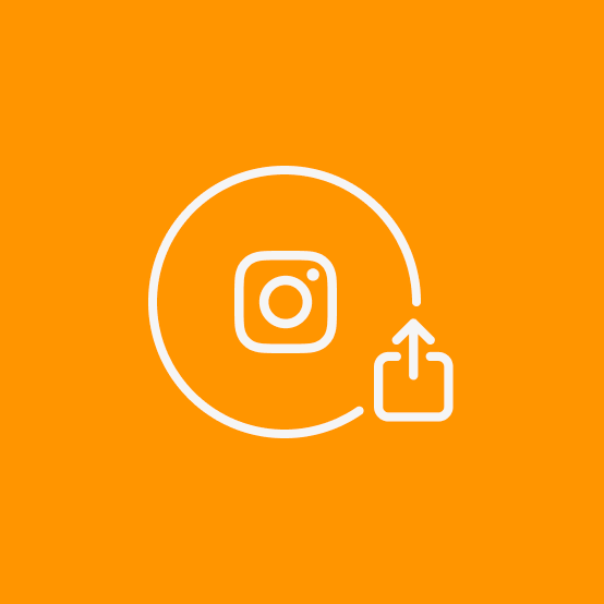 Imagen con vector de instagram y fondo naranja
