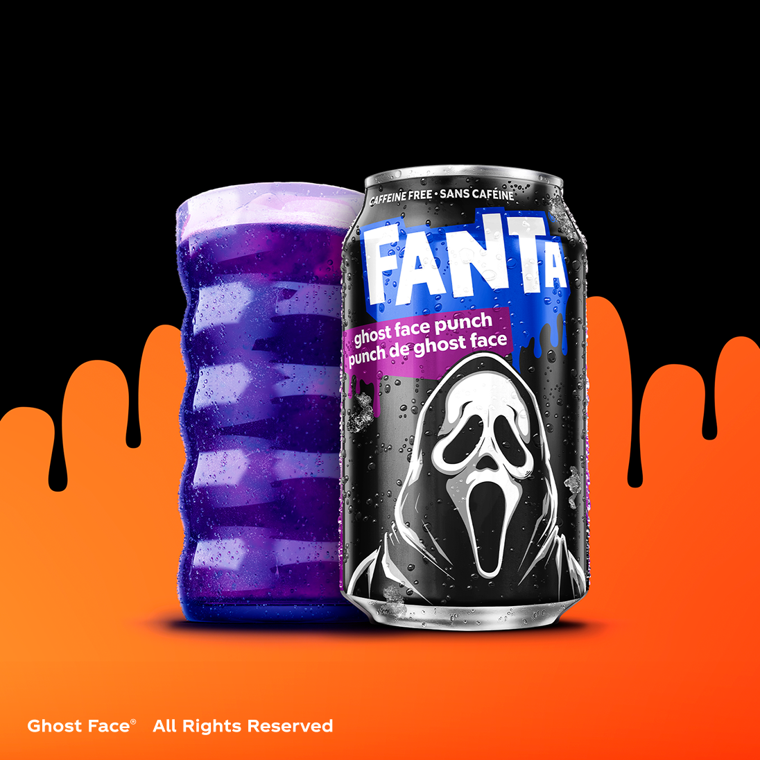 Limited‑edition Fanta Ghost Face Punch can featuring a Fanta Halloween character.