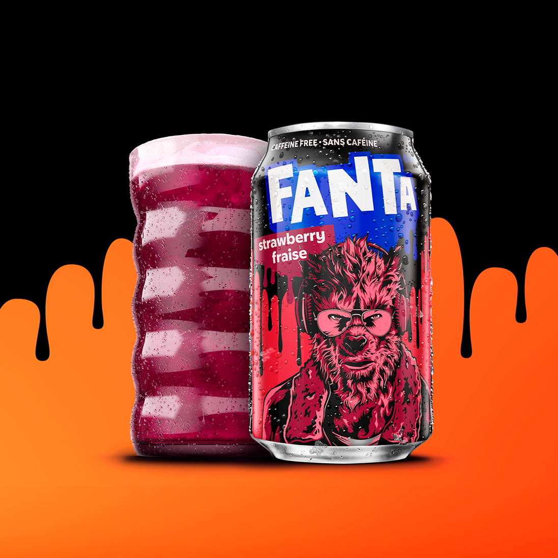 Limited‑edition Fanta Strawberry can featuring a Fanta Halloween character.