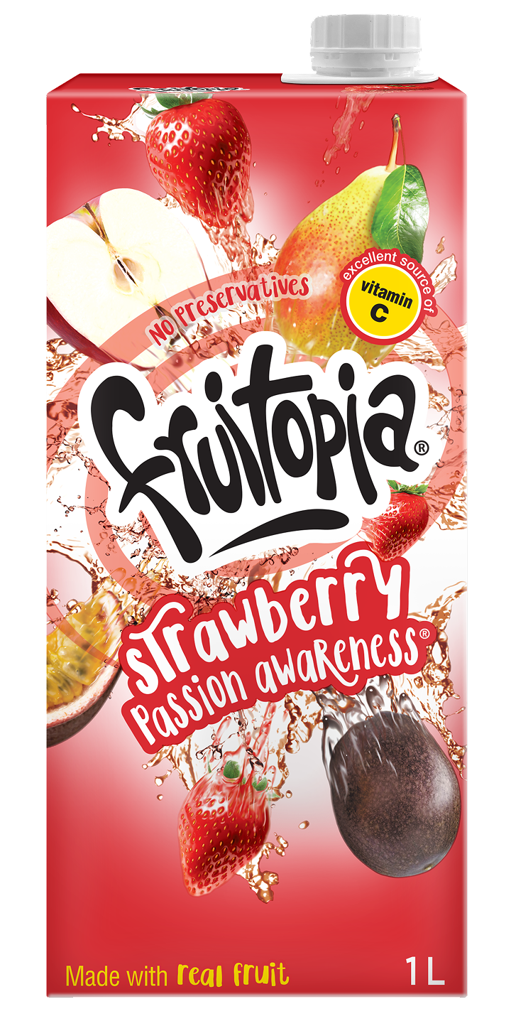 Frutopia Strawberry Passion Awareness packaging