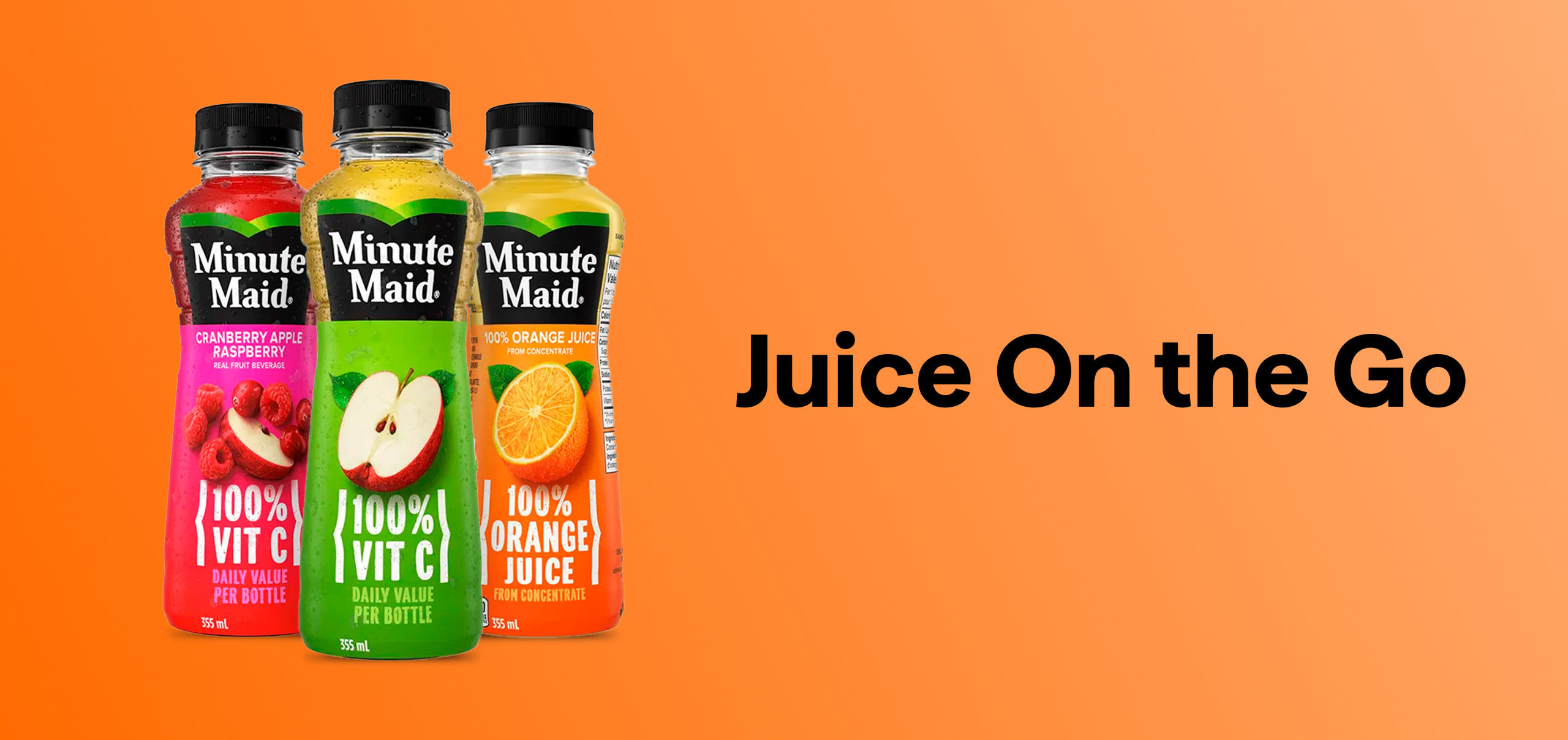 three bottles of minute maid juice