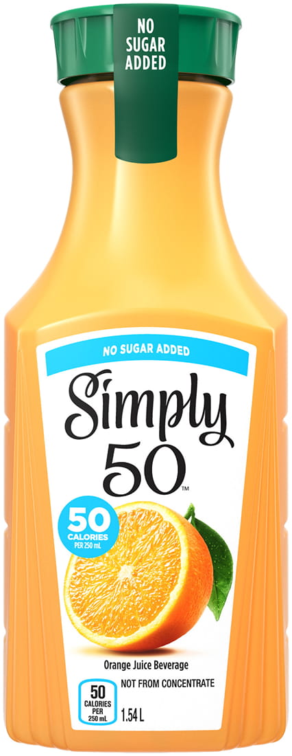 Simply 50 No Sugar Added Orange 1.54 L bottle