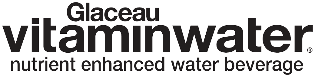 Glaceau Vitaminwater logo with the slogan "nutrient enhanced water beverage"