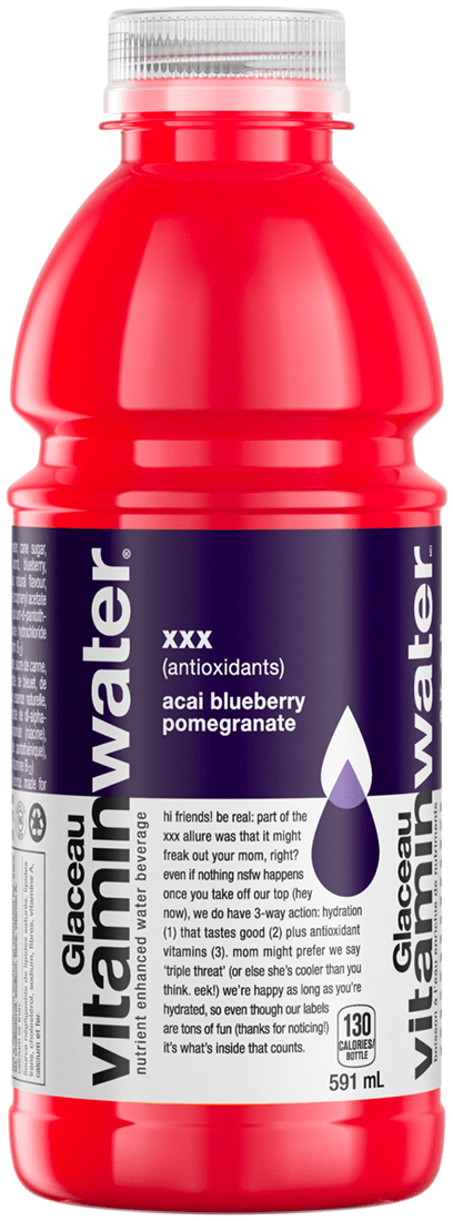 vitaminwater xxx (antioxidants) açai blueberry pomegranate 591 mL bottle