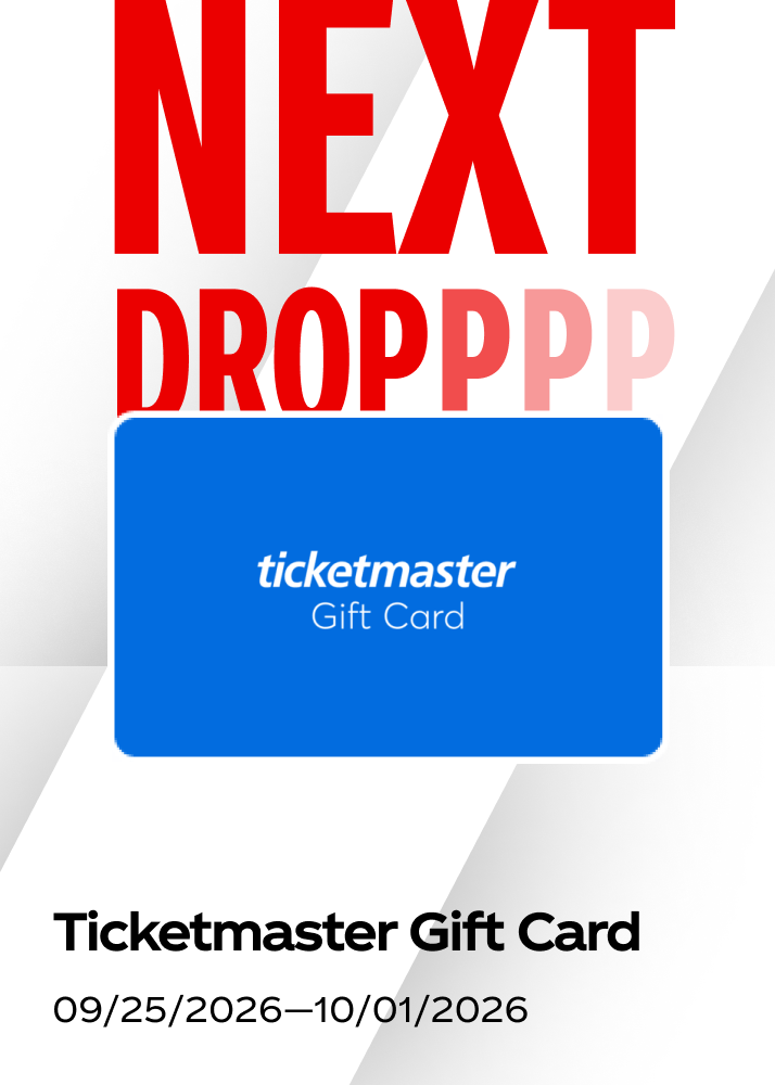 Upcoming Coca-Cola promo drop tile for a Ticketmaster gift card, available September 25 through October 1.