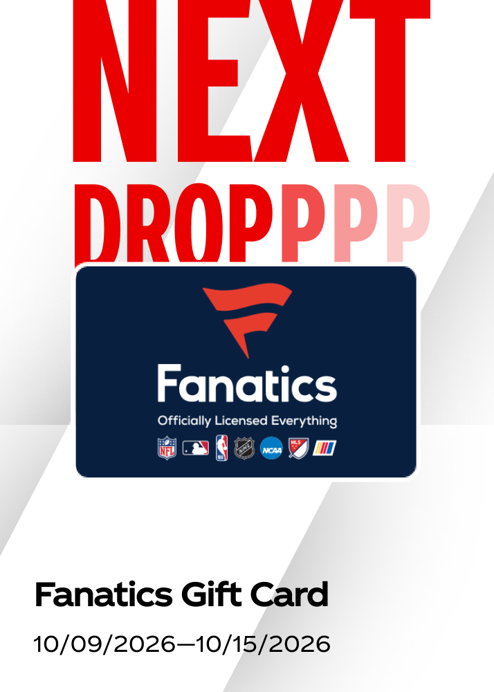 Upcoming Coca-Cola promo drop tile for a Fanatics gift card, available October 9 through October 15.