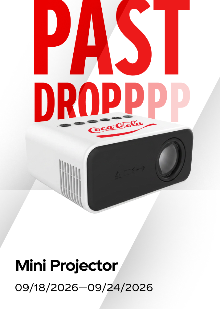 A branded digital mini projector shown as a past prize drop for the fall hockey promo.