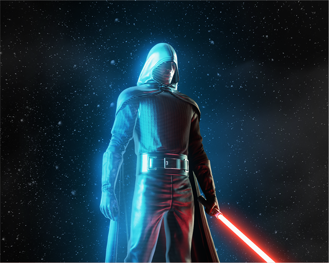 Star Wars Sith character against a starry black background