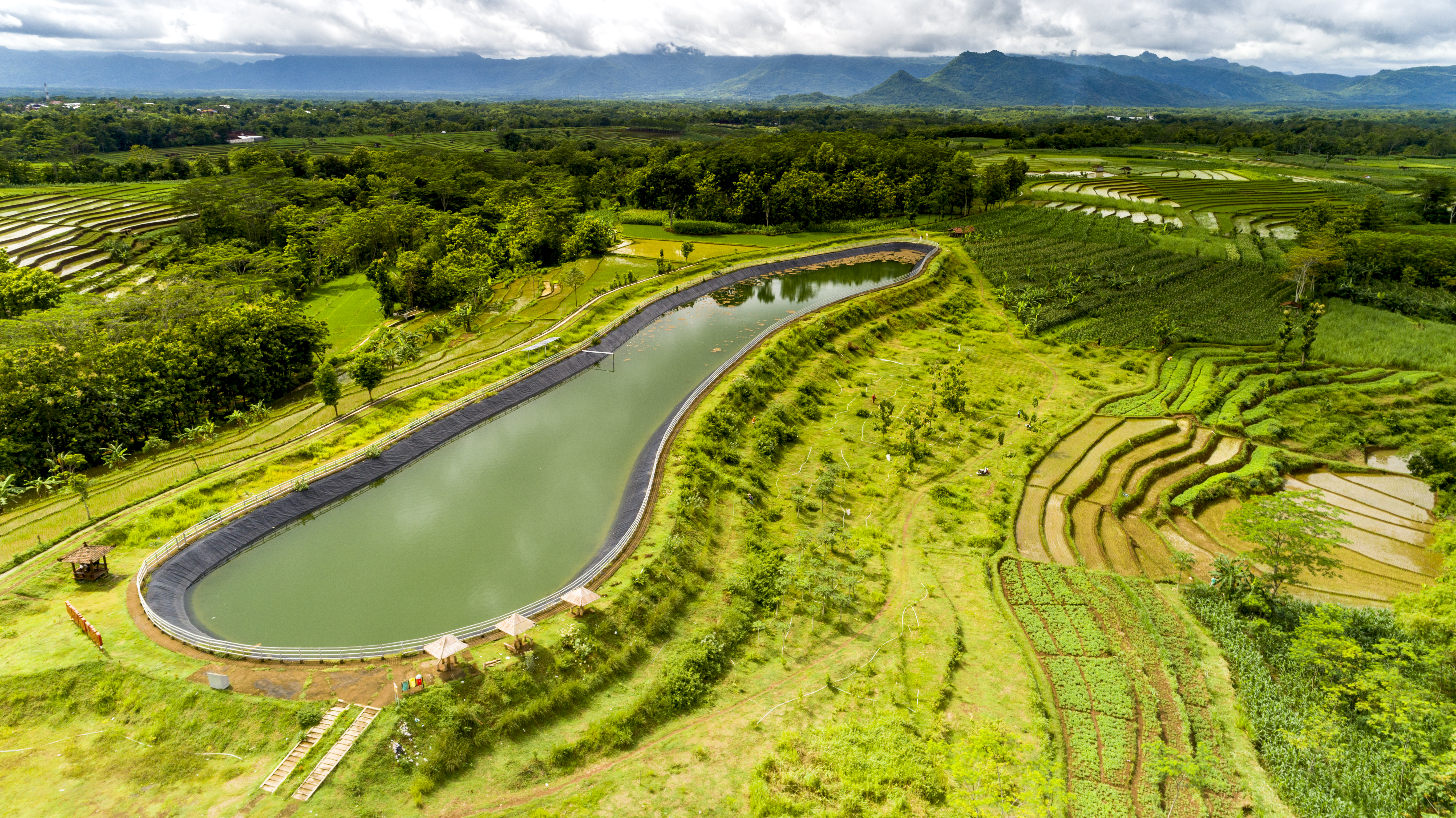 rainwater catchment pond in Indonesia