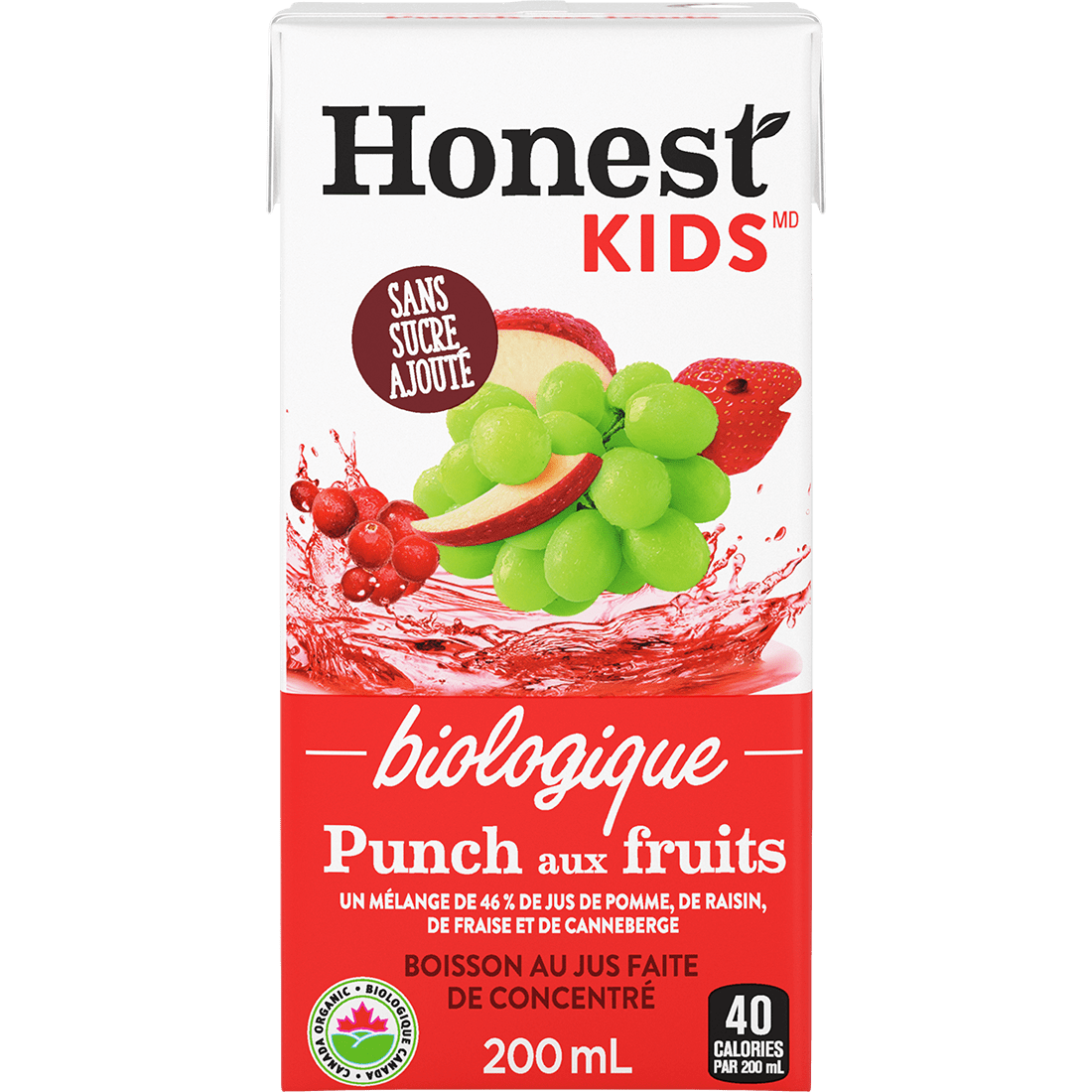 Honest Kids Punch aux fruits 200 mL emballage