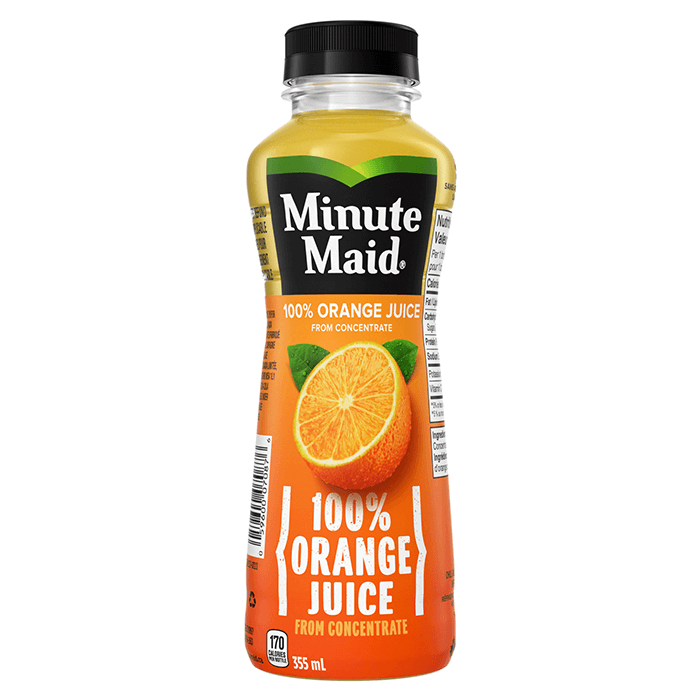 Minute Maid 100 % Orange Juice 355 mL bouteille