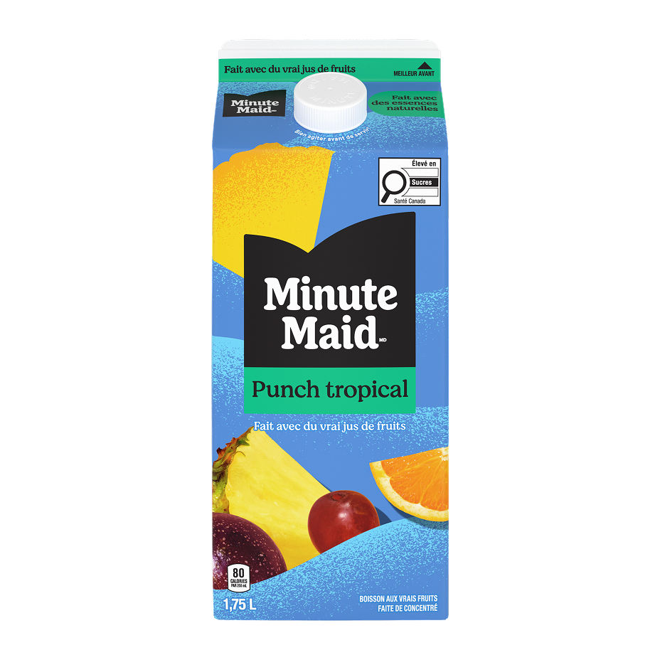 a carton. of minute maid punch tropical