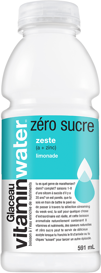 vitaminwater zéro sucre zeste (a + zinc) limonade 591 mL bouteille