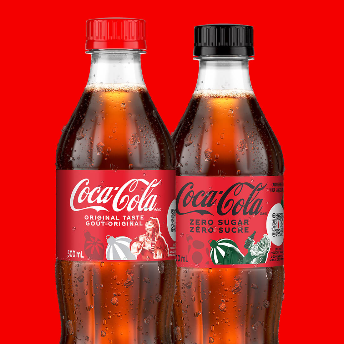 Coca-Cola Gôut Original et Zéro Sucre, 500 mL bouteille