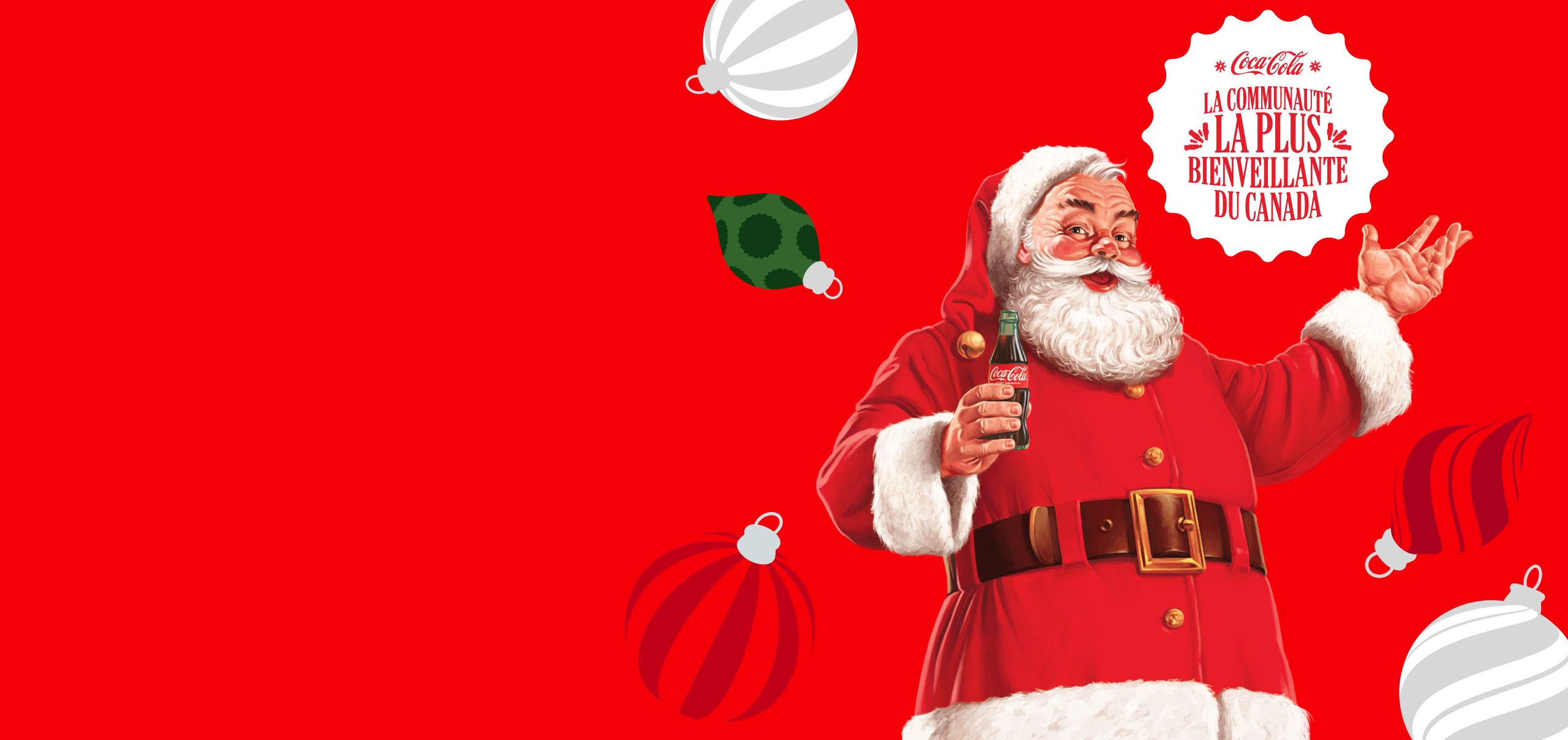 Illustration du père Noël tenant une bouteille en verre classique de Coca-Cola