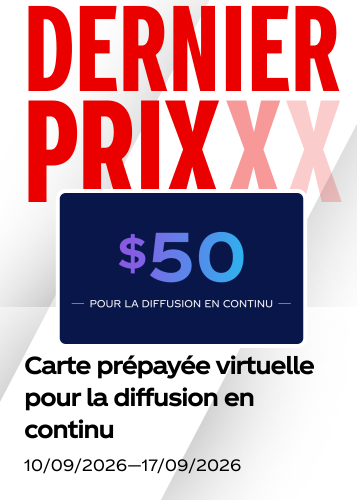 Une carte prépayée de 50 dollars pour le streaming, affichée comme offre passée de la promo de hockey.