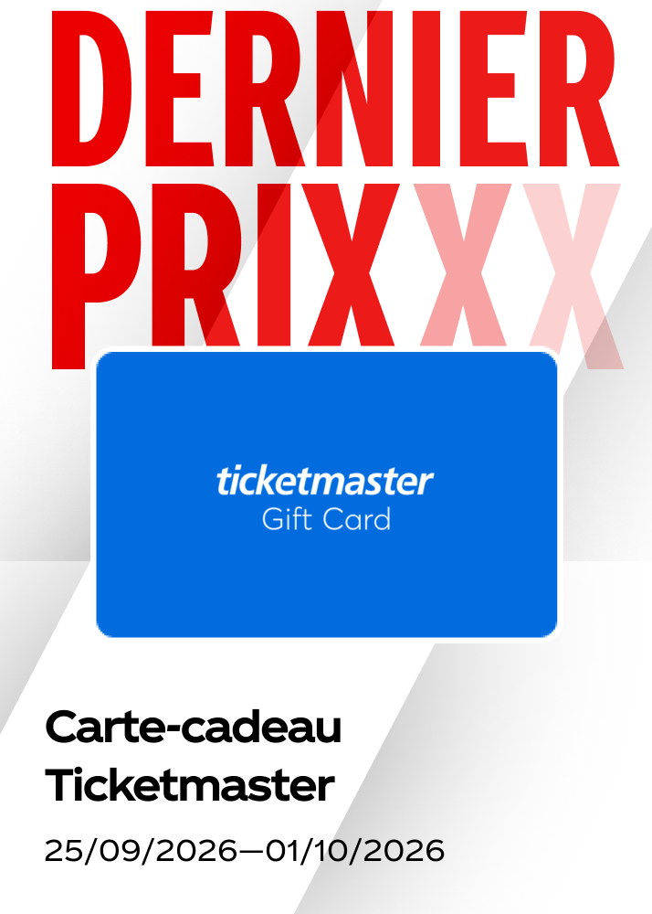 Une carte-cadeau numérique Ticketmaster présentée comme offre passée pour la promo de hockey d'automne.