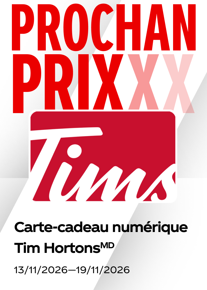Tuile promotionnelle d'automne Coca-Cola pour le tirage d'une carte-cadeau Tim Hortons.