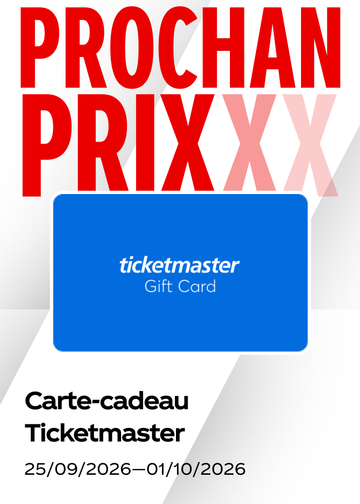 Tuile promotionnelle d'automne Coca-Cola annonçant une carte-cadeau Ticketmaster.