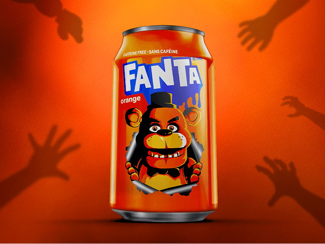 a can of Orange x Freddy FazBear fanta